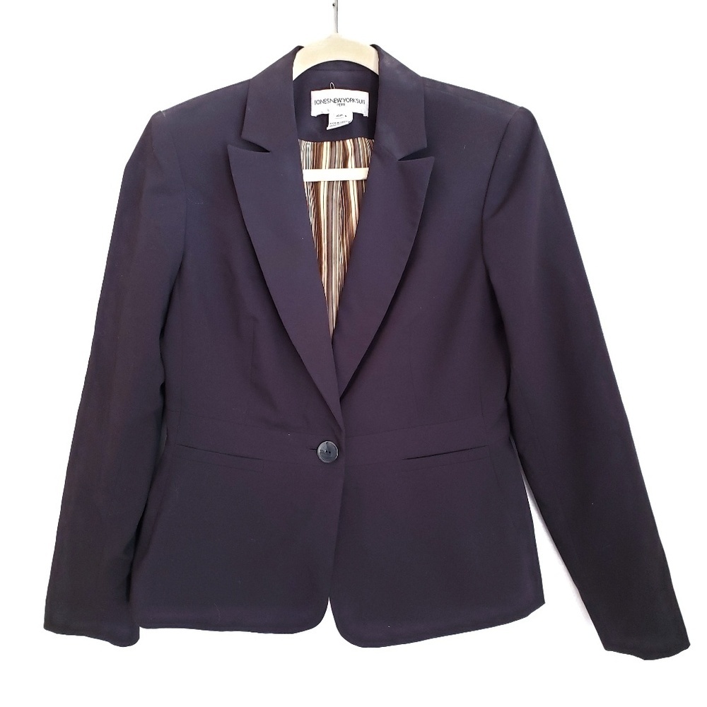 Jones NY Suit Blazer Size 6P Black One Button